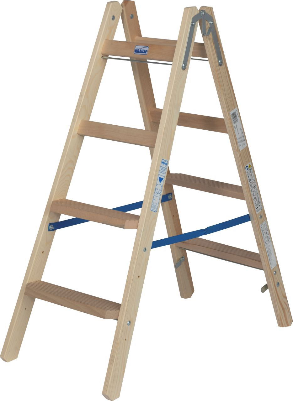 Krause STABILO Professional két oldalon járható lépcső- / létrafokos fa állólétra, 2x4 fokos termék fő termékképe