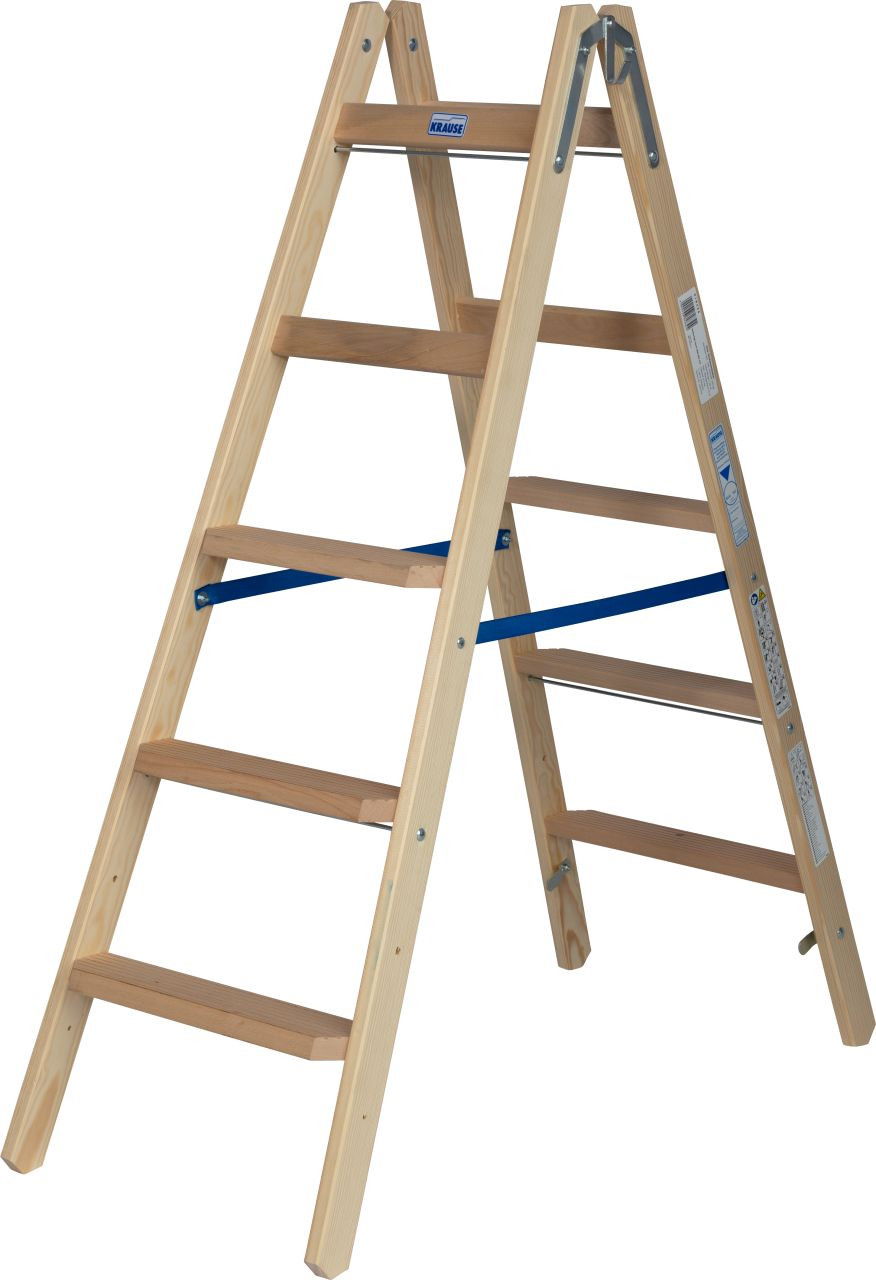 Krause STABILO Professional két oldalon járható lépcső- / létrafokos fa állólétra, 2x5 fokos termék fő termékképe