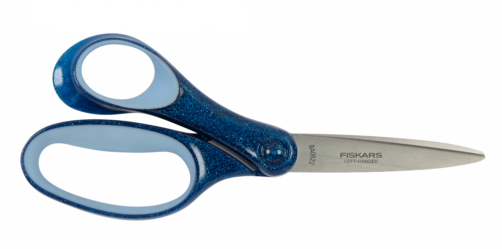 Fiskars Iskolai olló, 18 cm, balkezes, glitter kék termék fő termékképe