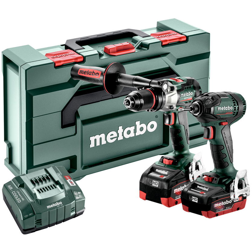 METABO COMBO SET 2.1.15 18 V BL szénkefe nélküli akkumulátoros gépcsomag (2 x 5.5 Ah LiHD akkuval, metaBOX kofferben) termék fő termékképe
