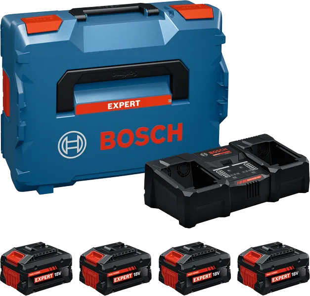 Bosch EXPERT 2 db EXBA18V-55 + 2 db EXBA18V-80 Li-ion akkumulátor + EXAL18V2-320 gyorstöltő (L-BOXX-ban) termék fő termékképe